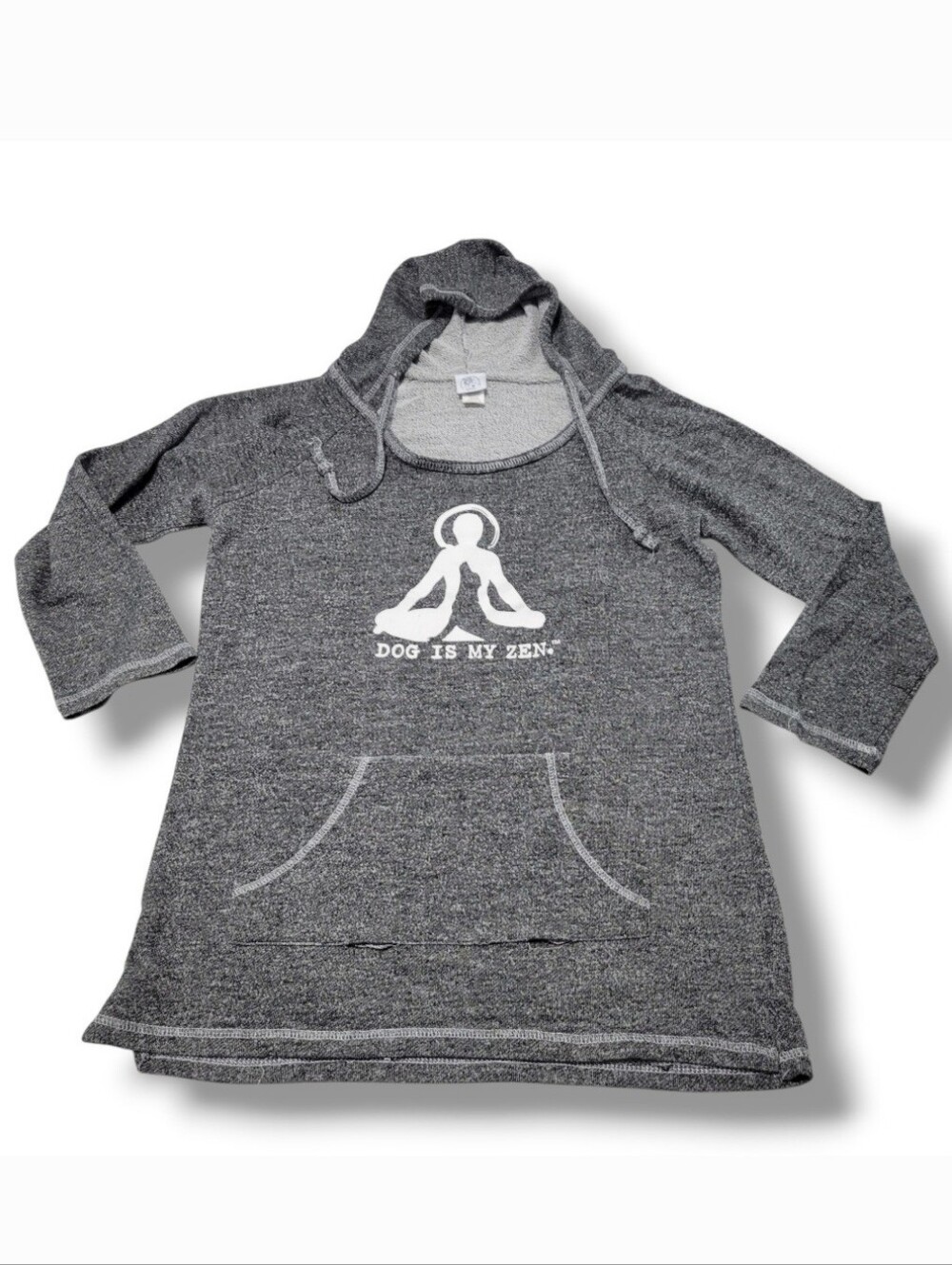 Dog Is Good Sweatshirt Size XL Women's Yoga Graphic Print Hoodie Gray With Flaw